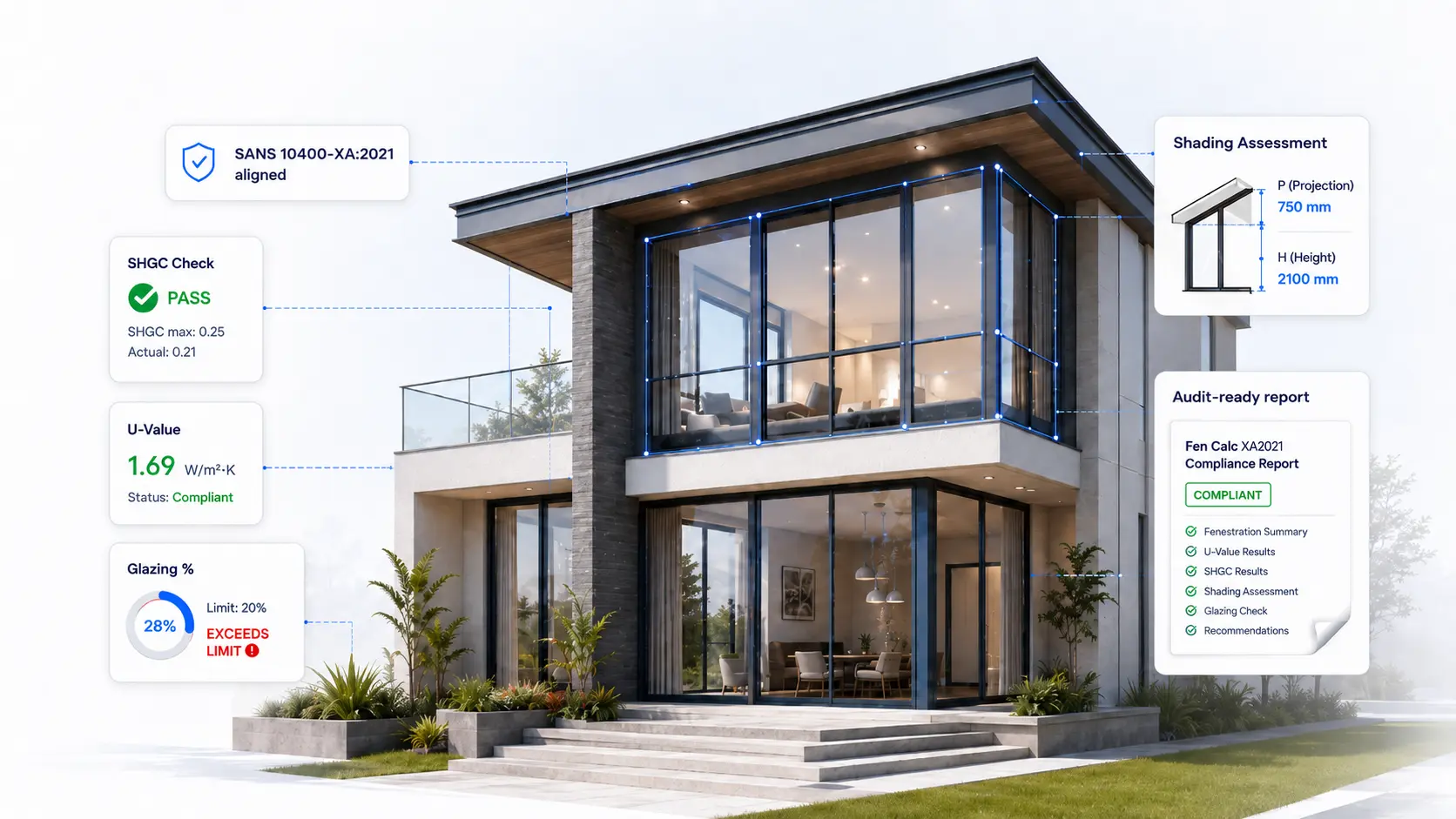 Modern house used for fenestration compliance calculation